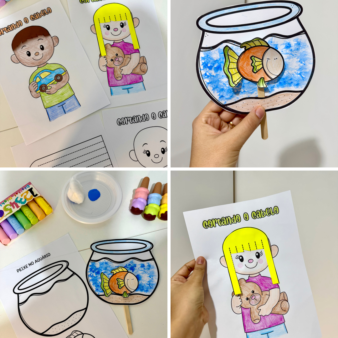 🧠 Combo Coordenação Motora – Recorte, Colagem e Pintura 🎨✂️